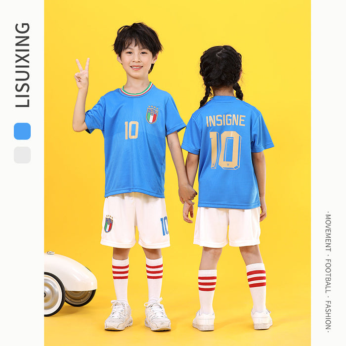 Summer Yellow Kindergarten Chinese Team Men&#039;s Outdoor Training Sports Jersey No. 10 Children&#039;s Football Suit Set Female