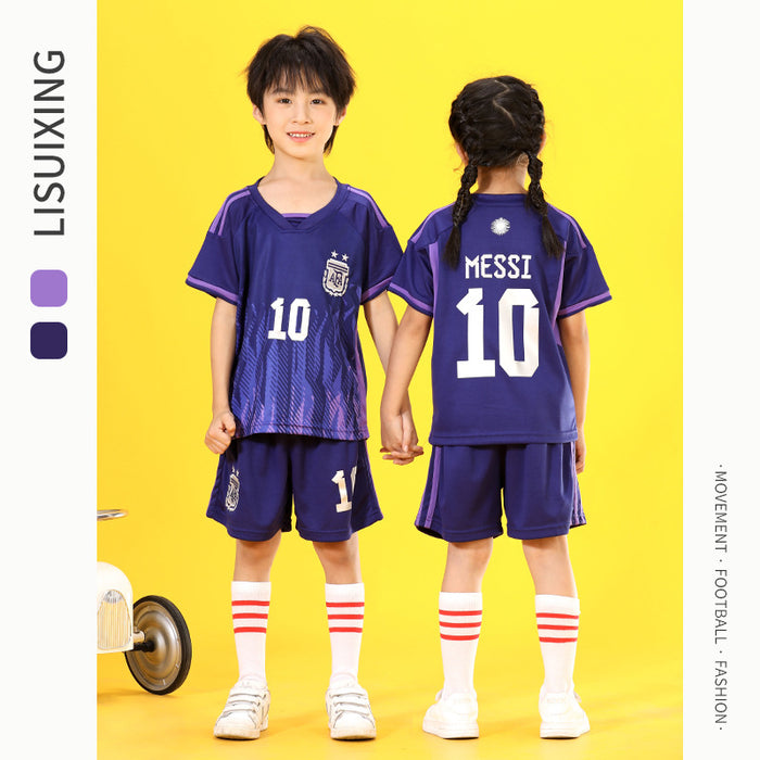 Summer Yellow Kindergarten Chinese Team Men&#039;s Outdoor Training Sports Jersey No. 10 Children&#039;s Football Suit Set Female