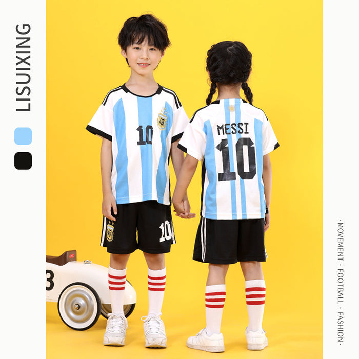 Summer Yellow Kindergarten Chinese Team Men&#039;s Outdoor Training Sports Jersey No. 10 Children&#039;s Football Suit Set Female