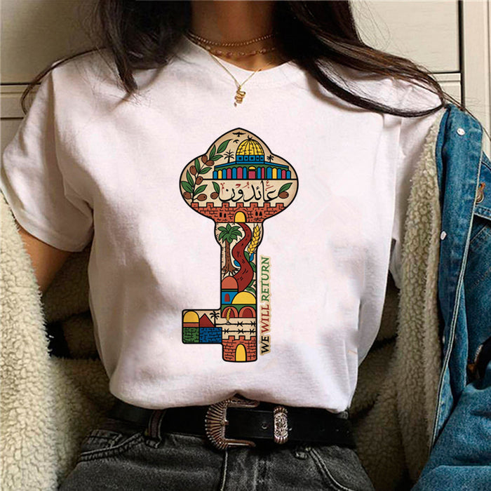 Palestine T-shirts Women Comic Japanese Tshirt Female Funny