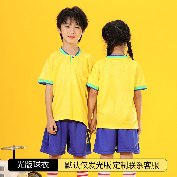 Summer Yellow Kindergarten Chinese Team Men&#039;s Outdoor Training Sports Jersey No. 10 Children&#039;s Football Suit Set Female