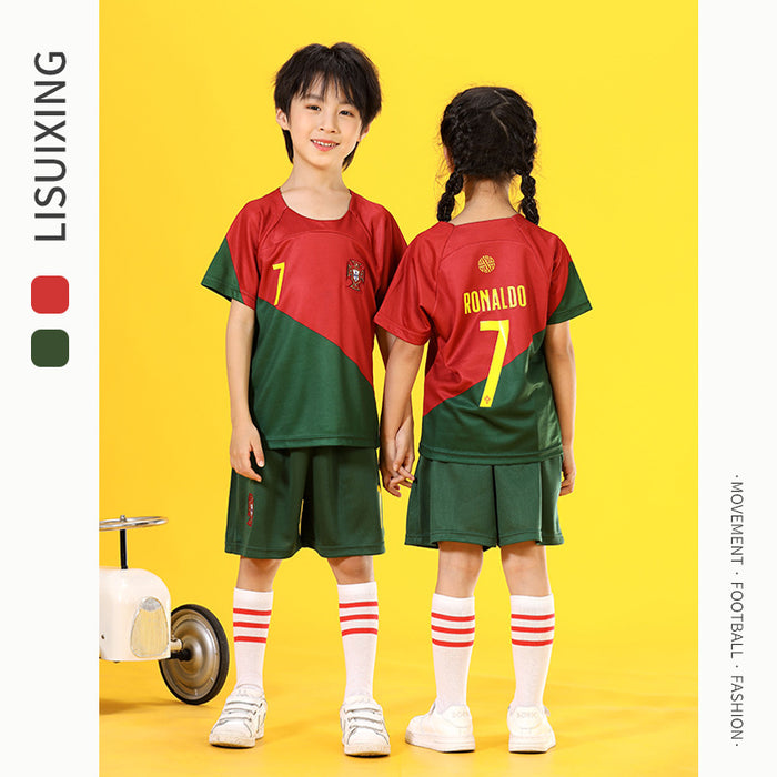 Summer Yellow Kindergarten Chinese Team Men&#039;s Outdoor Training Sports Jersey No. 10 Children&#039;s Football Suit Set Female