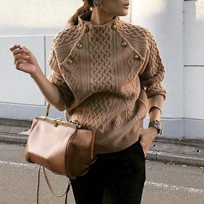 Women's  Long Sleeve Twist Round Neck Sweater Top