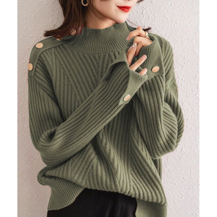 Autumn And Winter Japanese And Korean New Half Turtleneck Sweater Design Cuff Sweater For Women