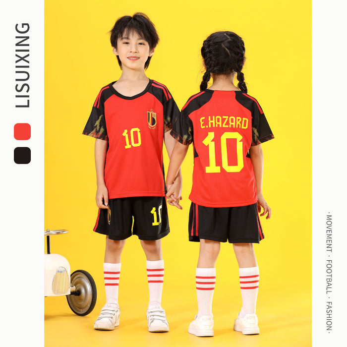 Summer Yellow Kindergarten Chinese Team Men&#039;s Outdoor Training Sports Jersey No. 10 Children&#039;s Football Suit Set Female