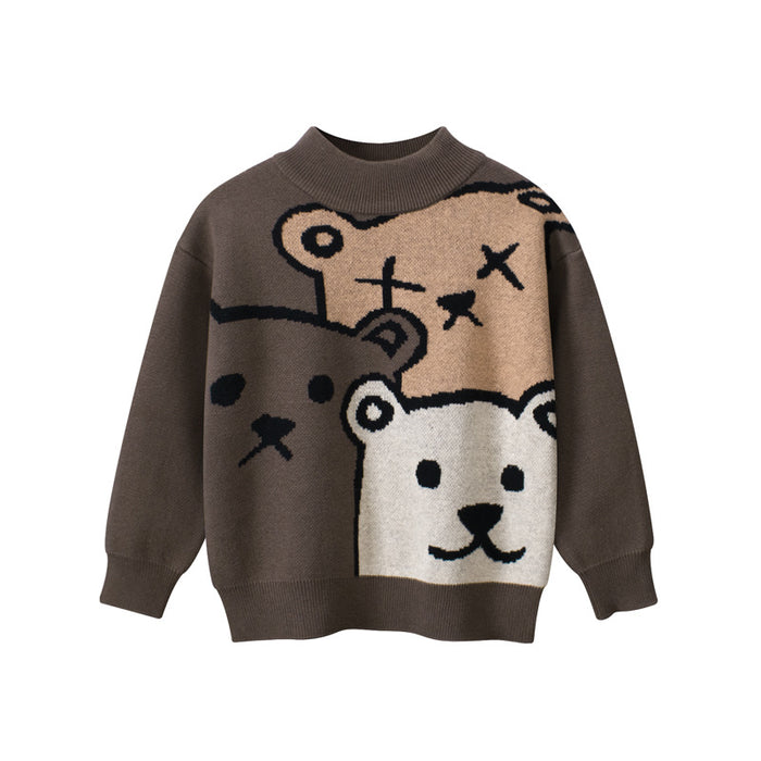 Boys' Bear Sweater Cartoon Top