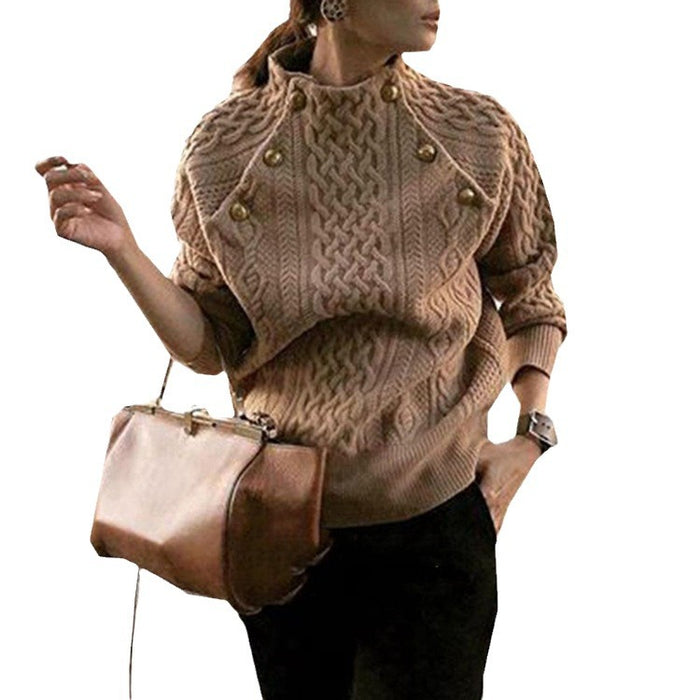 Women's  Long Sleeve Twist Round Neck Sweater Top