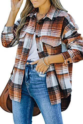 Women's Casual Button Long Sleeve Tops Shirt With Pocket