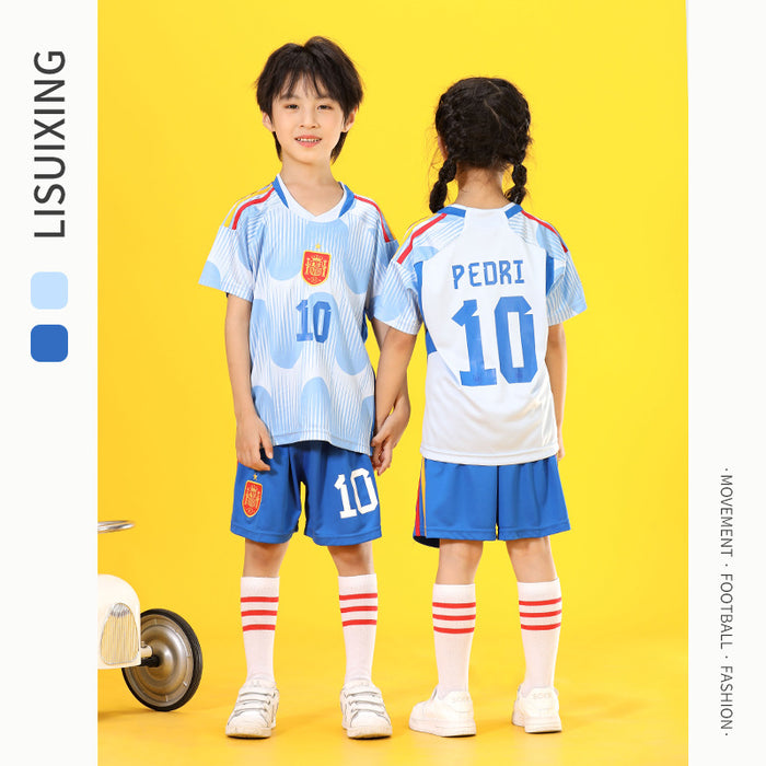 Summer Yellow Kindergarten Chinese Team Men&#039;s Outdoor Training Sports Jersey No. 10 Children&#039;s Football Suit Set Female