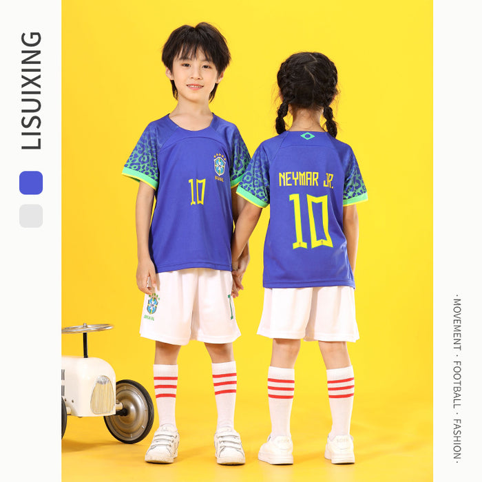 Summer Yellow Kindergarten Chinese Team Men&#039;s Outdoor Training Sports Jersey No. 10 Children&#039;s Football Suit Set Female