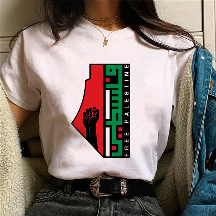 Palestine T-shirts Women Comic Japanese Tshirt Female Funny