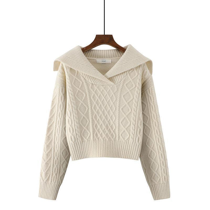 Autumn And Winter New Solid Color Loose And Lazy Style Short Knitwear For Women