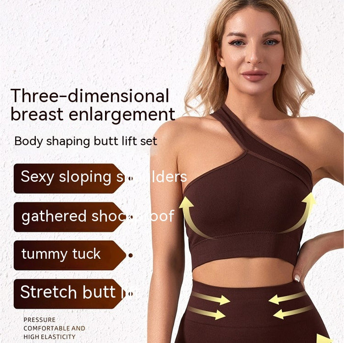 European And American Seamless Push Up Bra Women's Underwear Sports Fitness Shockproof Off-shoulder Suit