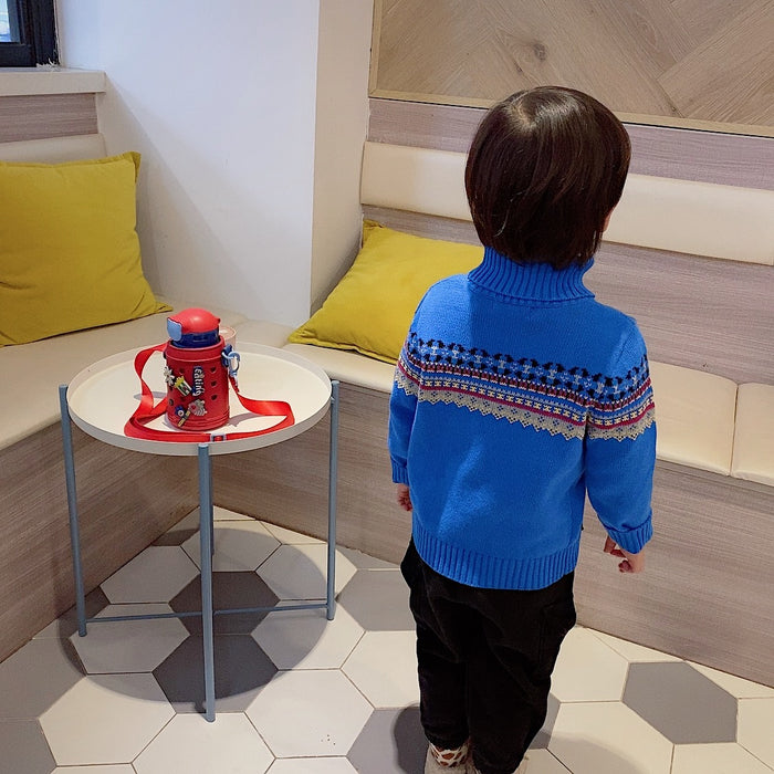 Cool Turtle Neck Blue  Sweater for Toddler Boys