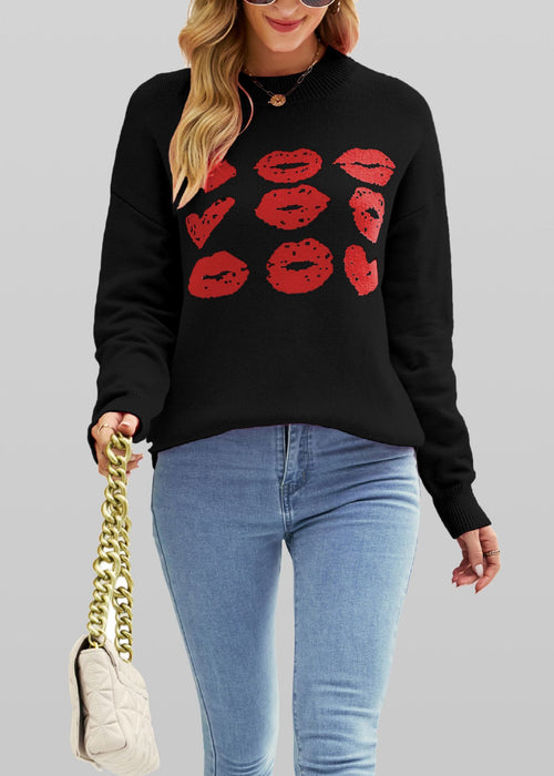 Women's Autumn Winter Love Lips Sweater