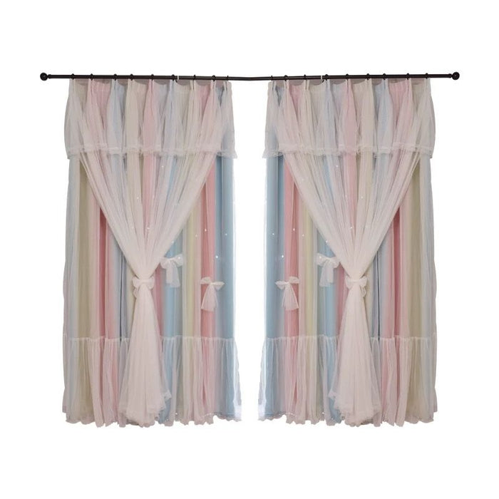 Nordic Simple Hollow Star Princess Wind Bedroom Blackout Curtains