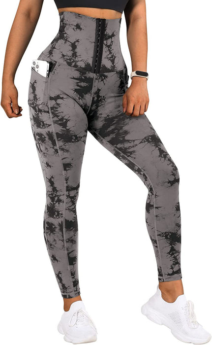 Women's Yoga Sports Patchwork Pocket Tie-dye Leggings