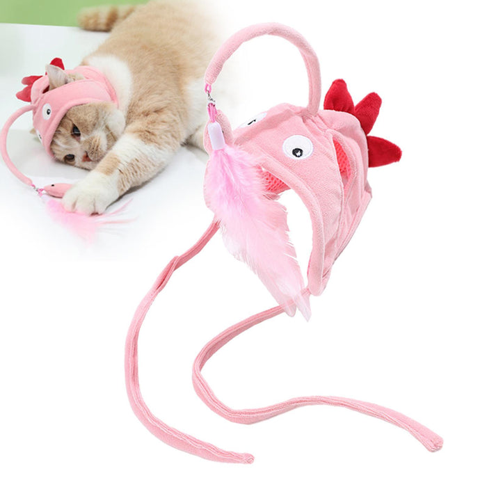 Head Wearing Feather Funny Cat Stick Funny Cat Toy Stick Gray Big Eye Pet Toys Pet Products