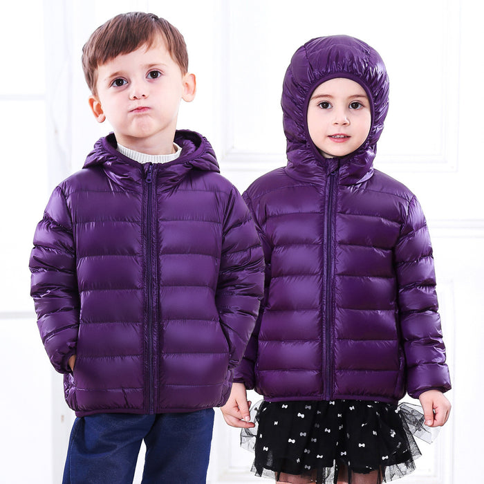 Children's Down Jacket Lightweight Medium And Large Children's Feather Short Hooded Jacket