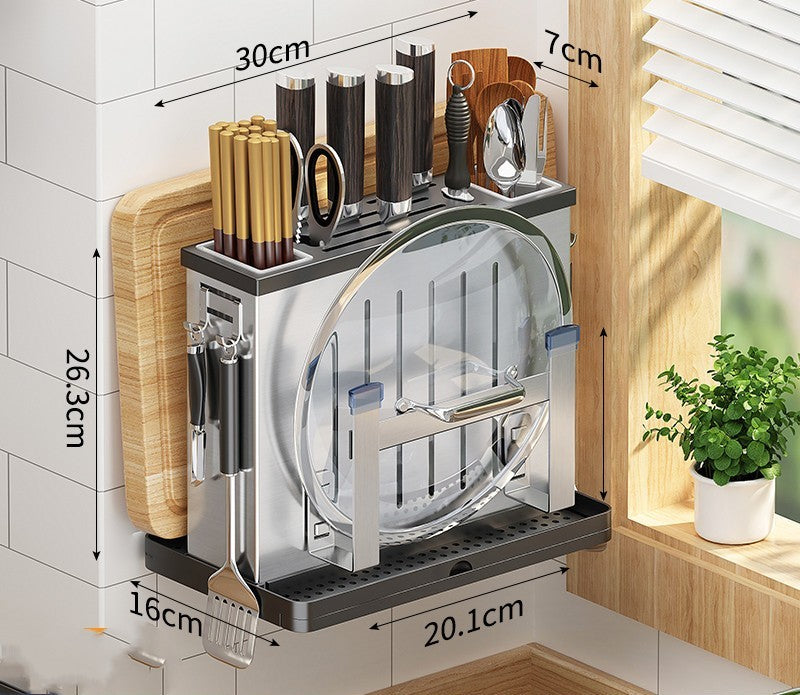 Stainless Steel Knife Rack Shelf Kitchen Wall-mounted Knife Storage Rack