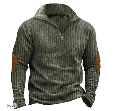 3D-gedruckter Pullover mit halbem Reißverschluss für Männer