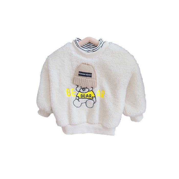 Girls' Fleece Thickened Warm Wool Sweater