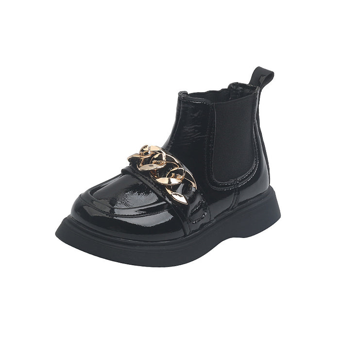 Children's Shiny Leather And Metal Soft-soled Princess Martin Boots