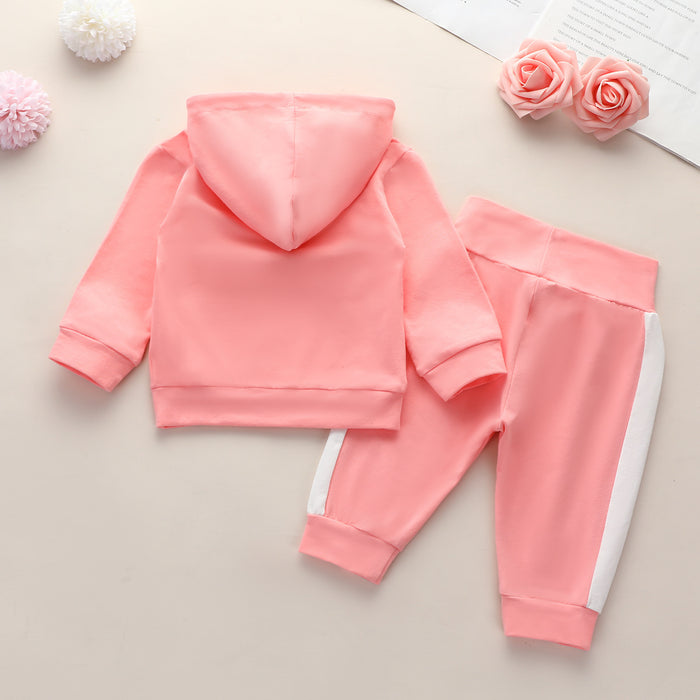 Girls Long Sleeve Sweatshirt Hooded Sports Suit