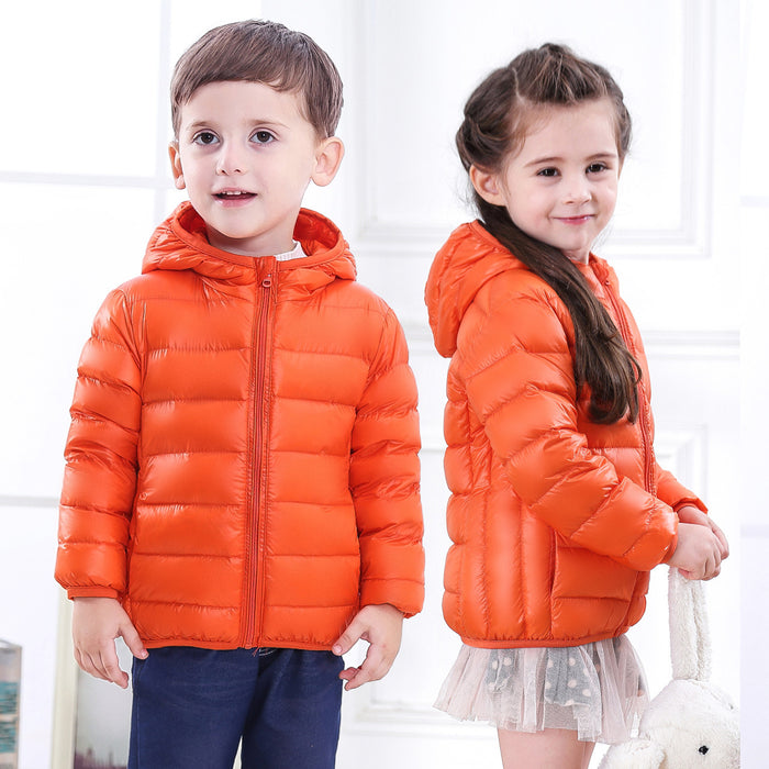 Children's Down Jacket Lightweight Medium And Large Children's Feather Short Hooded Jacket