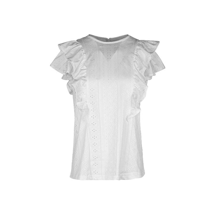 Women's Clothing Ruffled White Casual Patchwork Shirt For Women