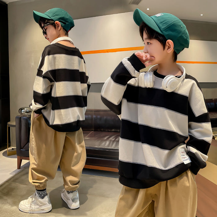 Boys' Sweater Casual Hedging Stripes