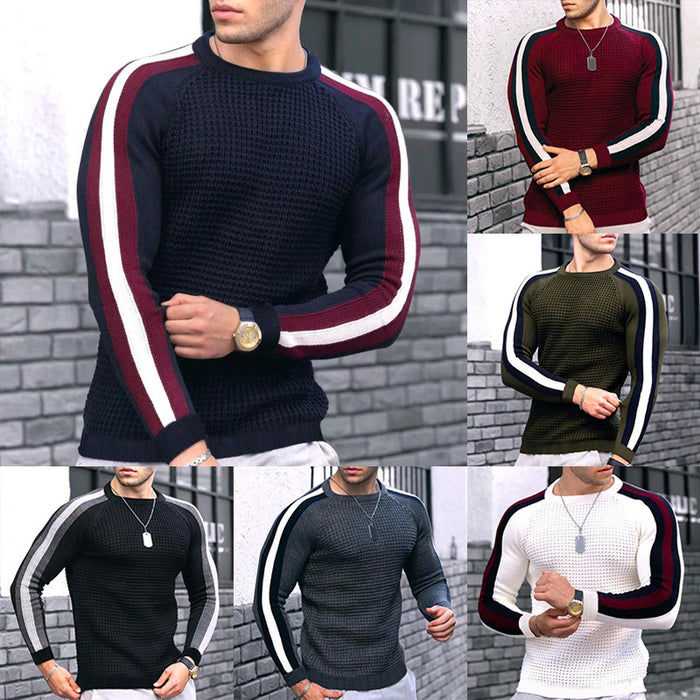 Contrast Casual Loose Bottomed Sweater For Men