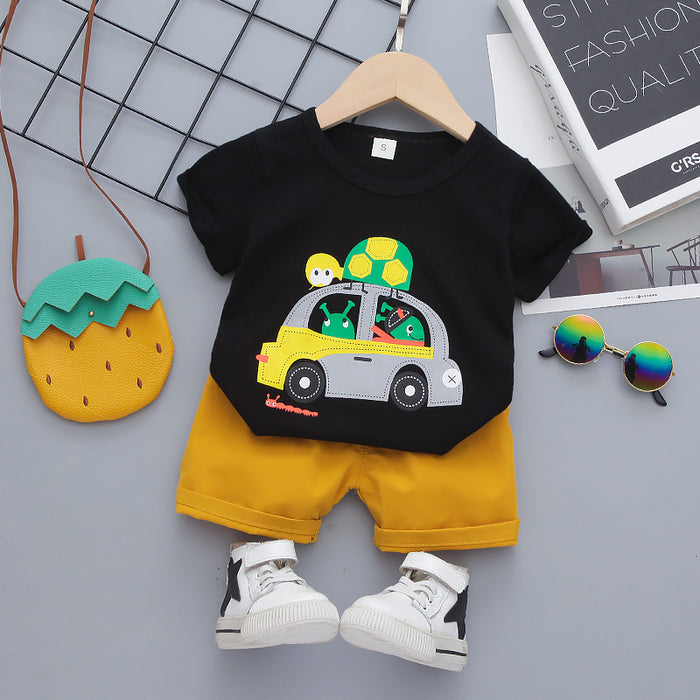 Boys Kids Children's Short Sleeve T-shirt Shorts Korean Suit