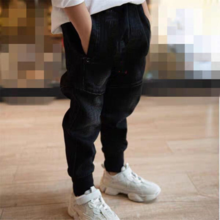 Kids Black Jeans Single Pants Spring And Autumn Boys Pants