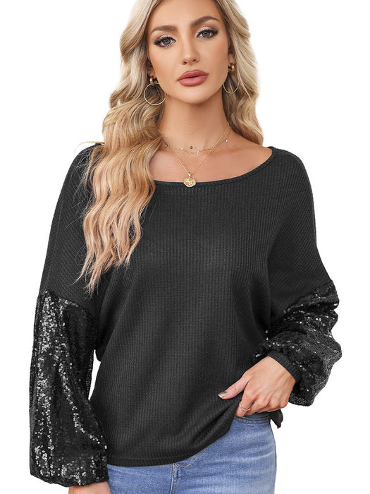 Loose Shoulder Solid Color Sweater