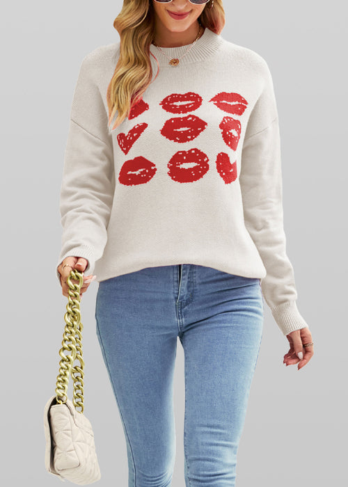 Women's Autumn Winter Love Lips Sweater