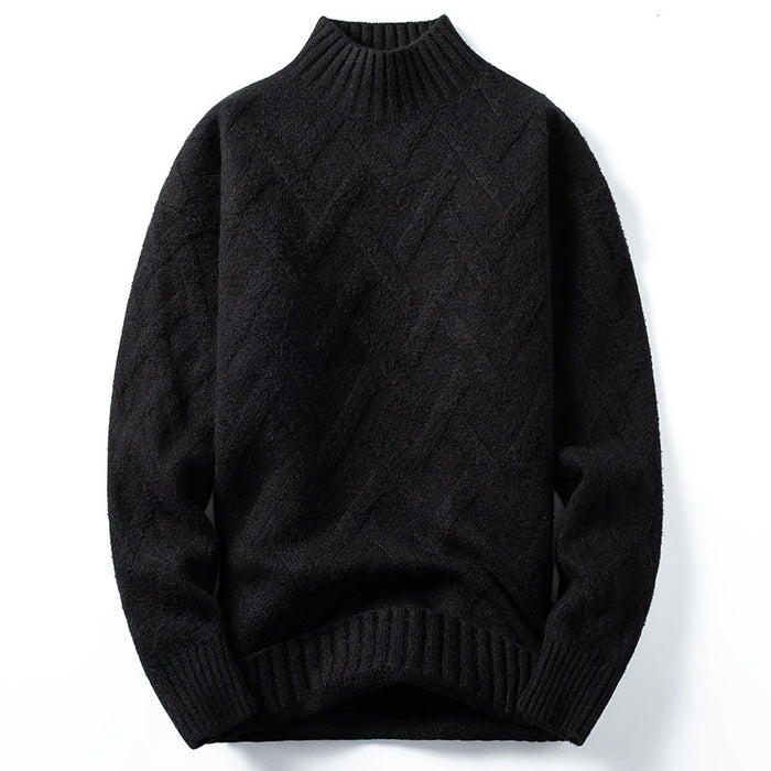 Half Turtleneck Sweater Men Korean Loose Knit Sweater