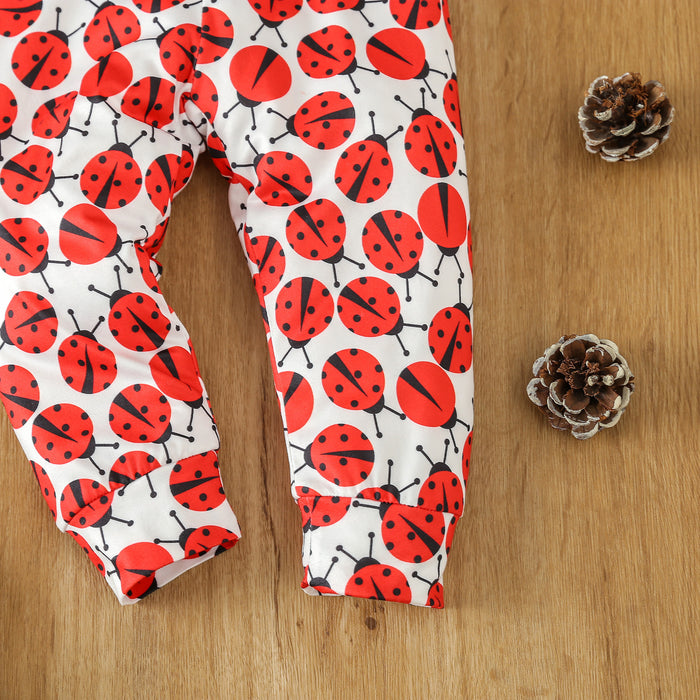 Clothing Girls' Long-sleeved Cartoon Ladybug Romper