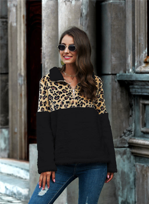 Autumn And Winter New Long-sleeved Sweater Leopard Print