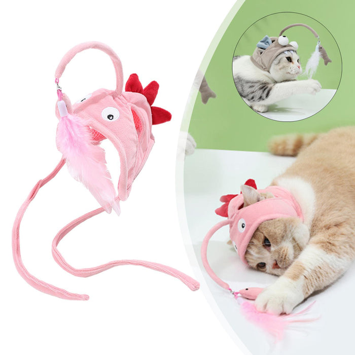 Head Wearing Feather Funny Cat Stick Funny Cat Toy Stick Gray Big Eye Pet Toys Pet Products