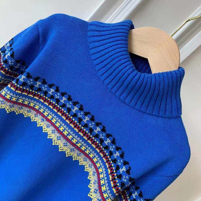 Cool Turtle Neck Blue  Sweater for Toddler Boys