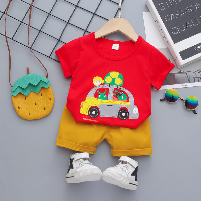 Boys Kids Children's Short Sleeve T-shirt Shorts Korean Suit