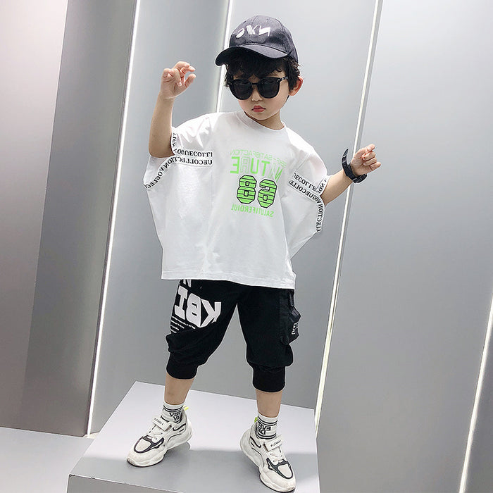 Children's Short Sleeved Suit Boys Summer Handsome Sports Clothes Trend