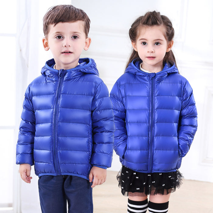 Children's Down Jacket Lightweight Medium And Large Children's Feather Short Hooded Jacket