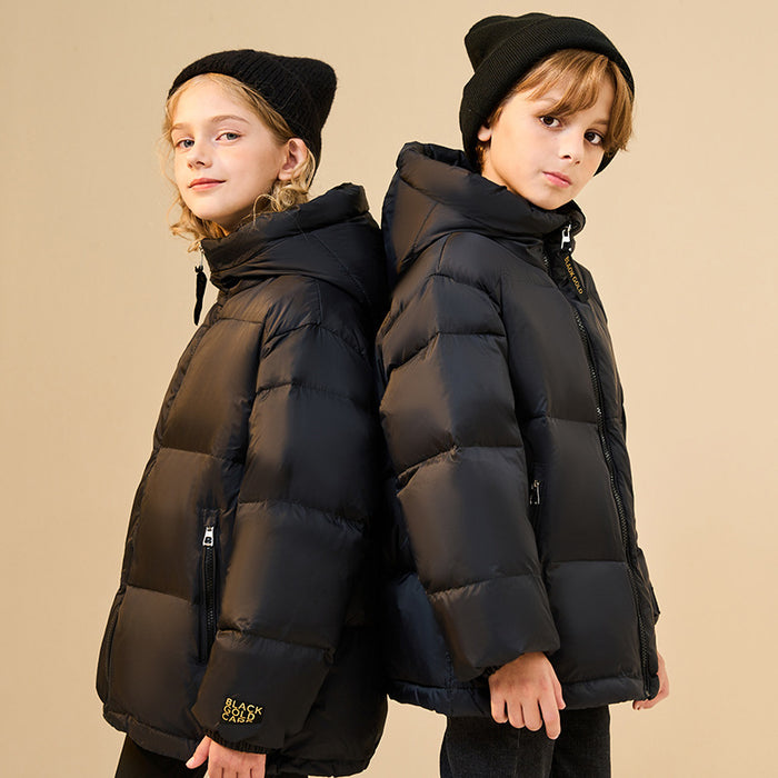 Winter New Children's Clothing, Down Jacket Thickened Black Gold Coat