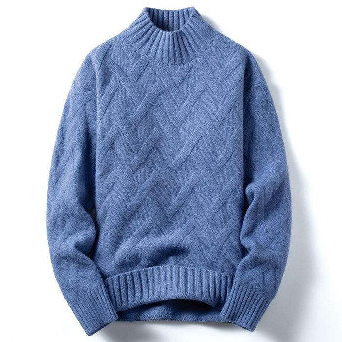 Half Turtleneck Sweater Men Korean Loose Knit Sweater