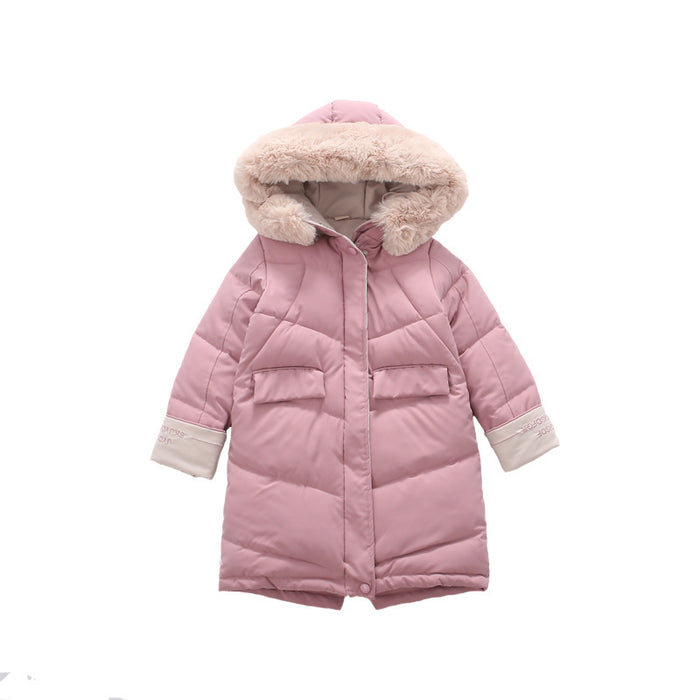 Fashion Solid Color Girls Down Padded Jacket