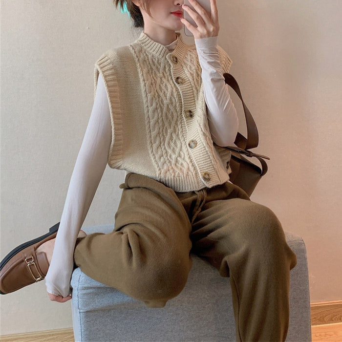 Women's Sleeveless Soft Glutinous Knitted Vest