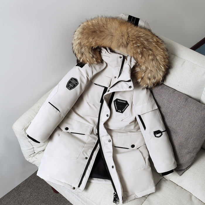 Children's Down Jacket Boys' Mid-length Thickening Plus Size Fur Collar Coat