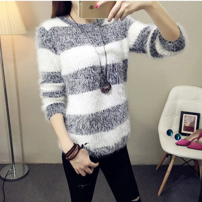 New Women's Sweater Sweater Loose Round Neck Pullover Bottoming Sweater